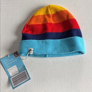 NWT Aldi Colorful Striped Beanie Blue Red Orange Yellow Oeko-Tex OSFM
